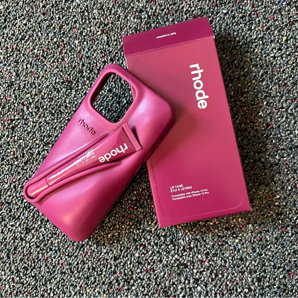 RHODE Raspberry Jelly Peptide Lip Holder iPhone 13 Pro Silicone Cellphone Case